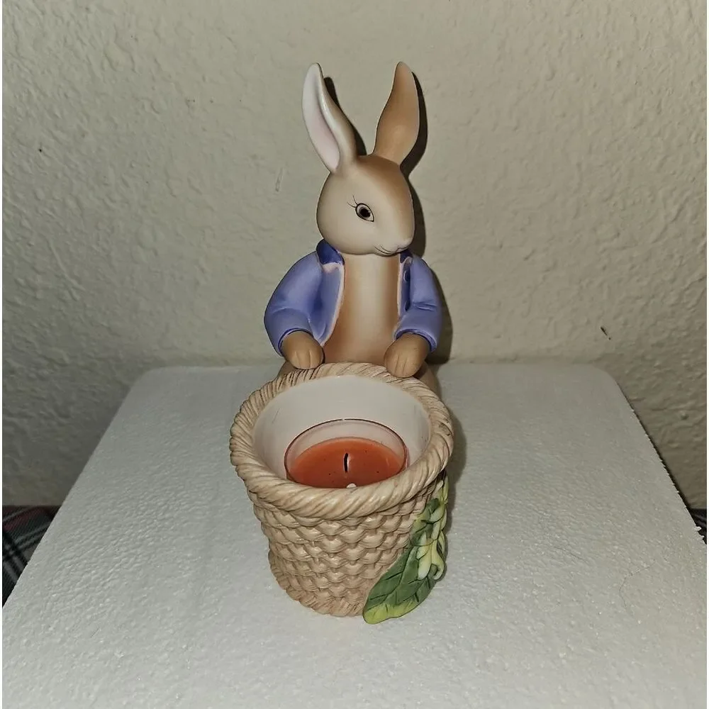 PartyLite Easter Bunny Bertie & Bea Votive Candle Holder Holiday Table Decor Set